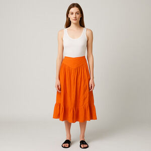 Anthropologie Orange Maxi Skirt